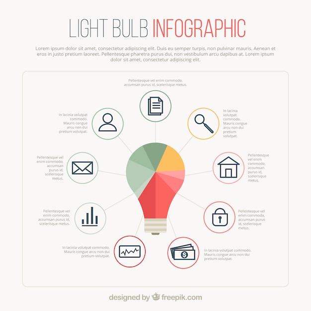 평면 스타일에 전구 infographic