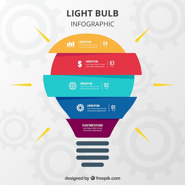 평면 디자인에 전구 infographic