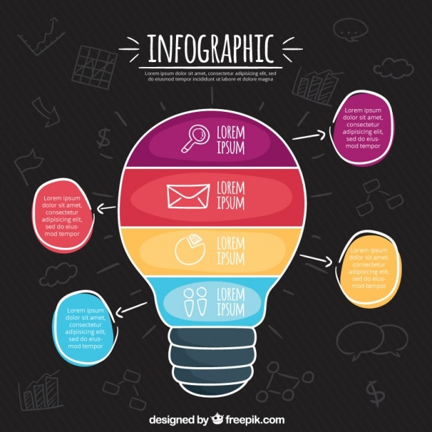 Infografica lampadina con opzioni colorati