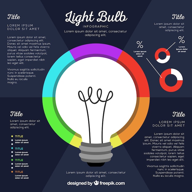 Vettore gratuito lampadina infografica con elementi