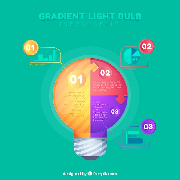 Light bulb infographic with gradient colors 