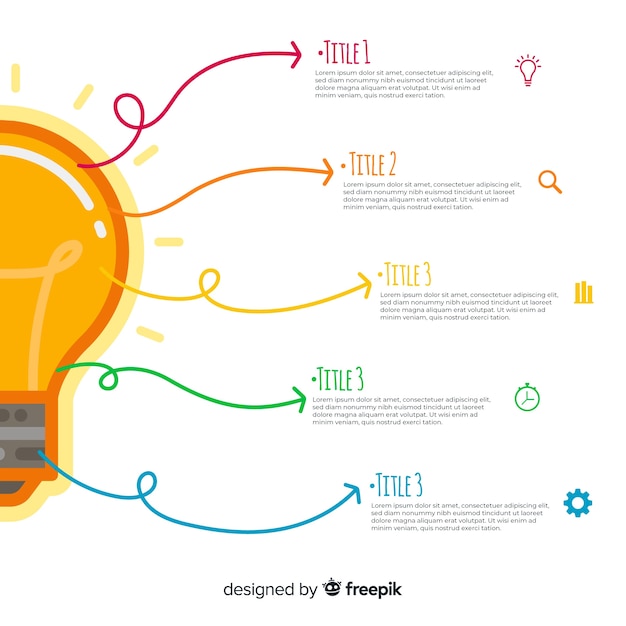 Free vector light bulb infographics template