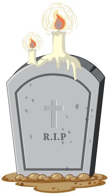 Free vector light candle melting on gravestone