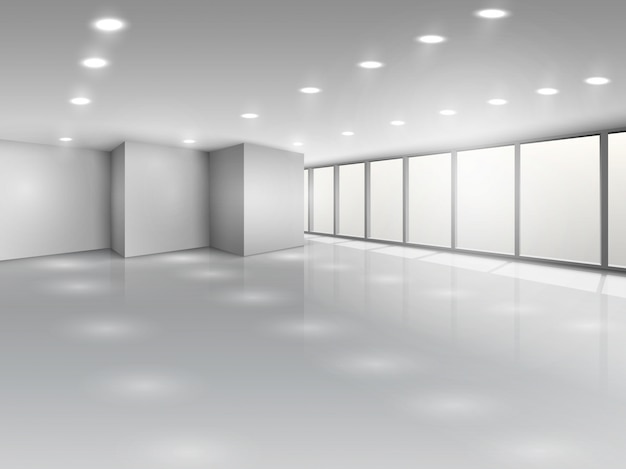 Light conference room or office open space interior