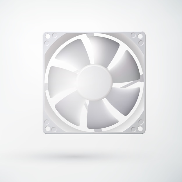 Free vector light cooling system concept with computer fan in realistic style on white  isolated