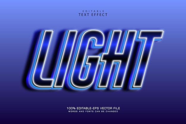 Light editable text effect 3 dimension emboss neon style Premium Vector