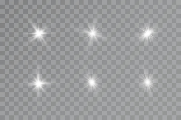 Light effect bright star light explodes on a transparent background bright sun