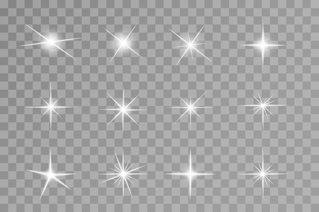 Light effect bright star light explodes on a transparent background bright sun