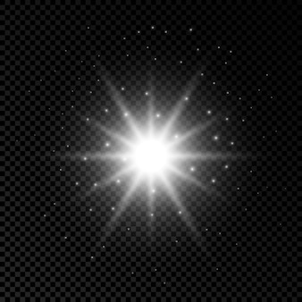 Light effect of lens flares. white glowing lights starburst effects with sparkles on a transparent background. vector illustration