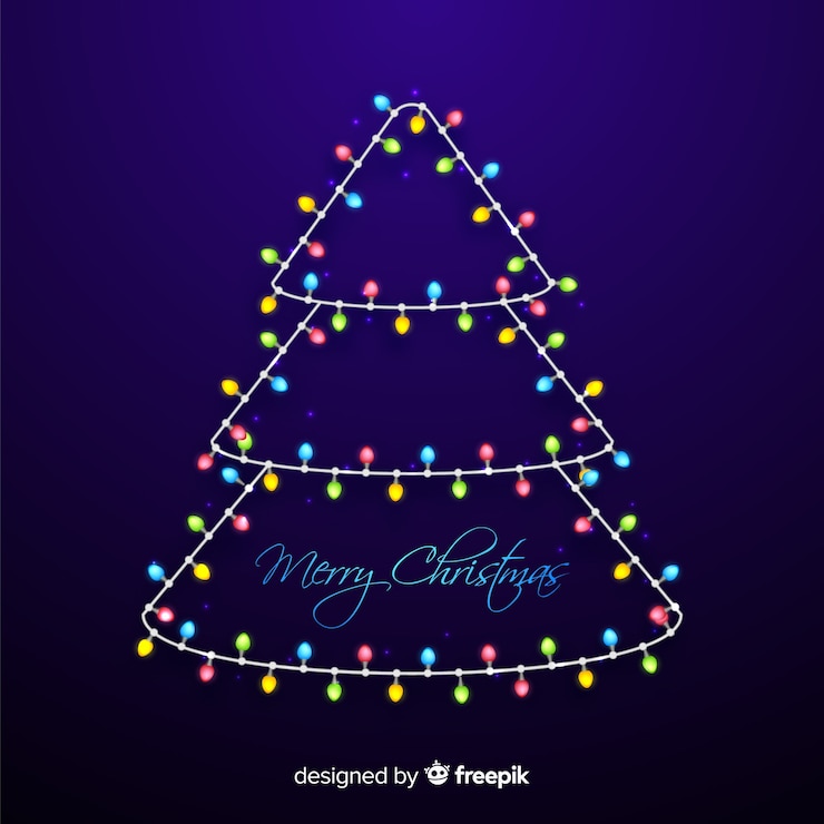 Free Vector light garland christmas tree background