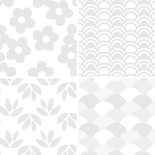 Light gray seamless pattern set