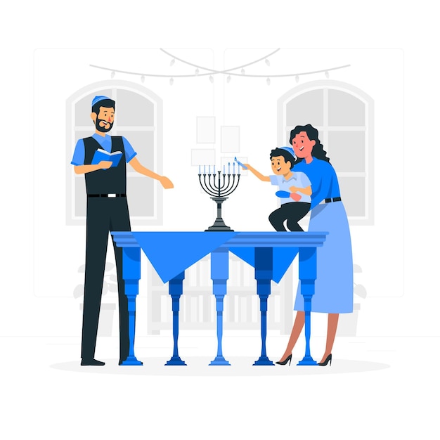 Vettore gratuito illumina l'illustrazione del concetto di hanukkah menorah