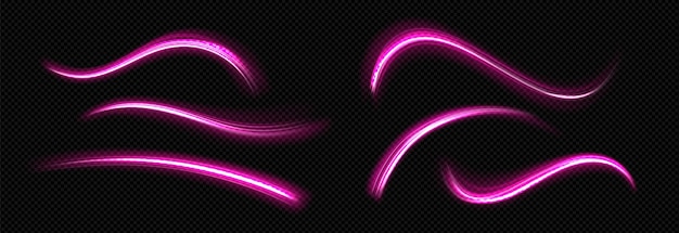 Free vector light lines effect of neon glow motion trails