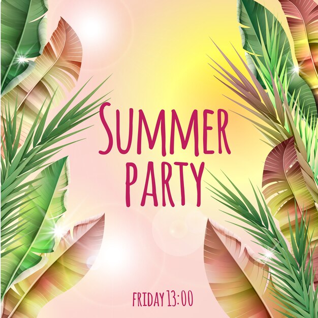 Light Summer Party Tropical Botanical Template