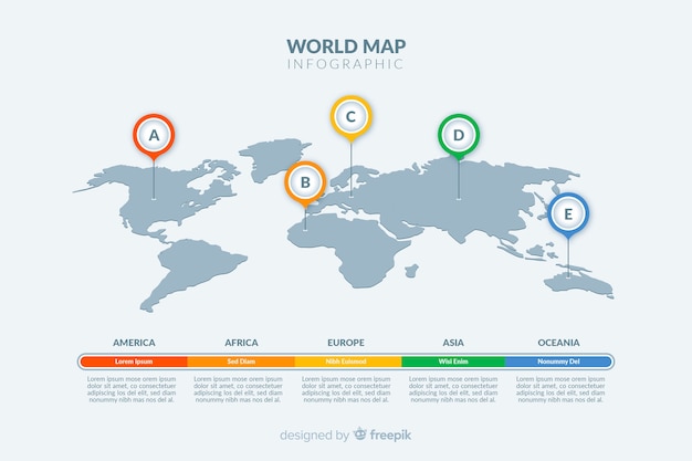 Mappa del mondo tema luce infografica