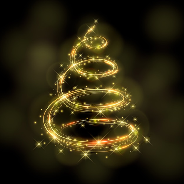 Free vector light trail christmas tree concept