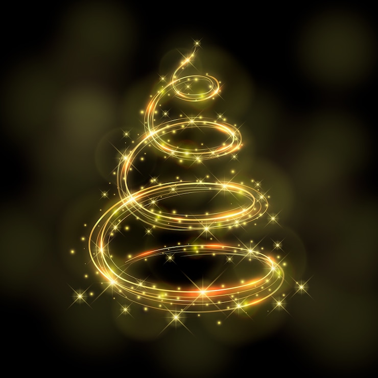 Free Vector light trail christmas tree concept