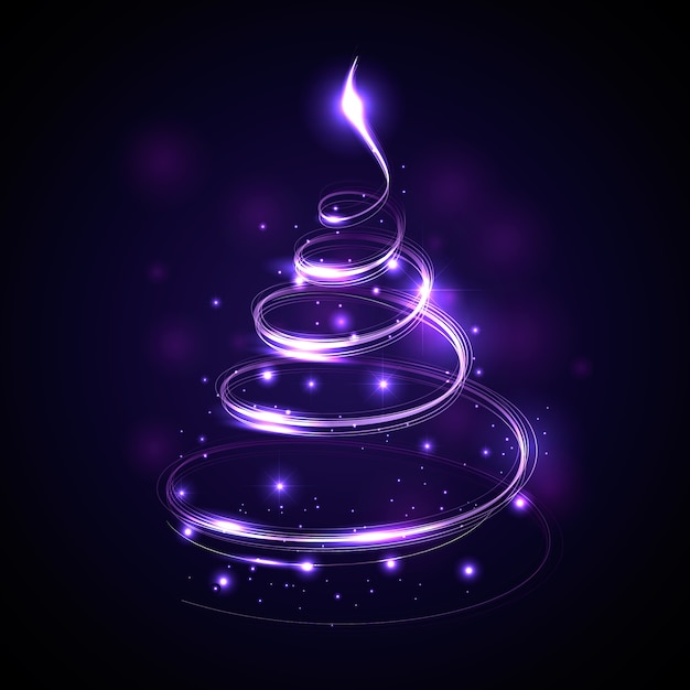 Free vector light trail christmas tree concept