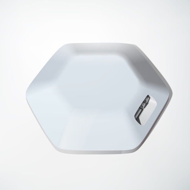 Light usb hub device concept of hexagonal structure and several ports on white  isolated