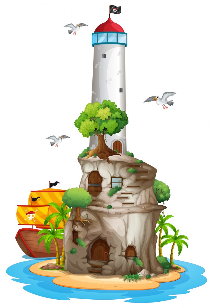 Free Vector lighthouse on island