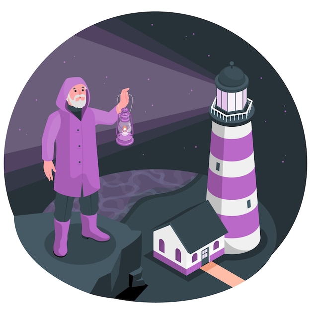 Free vector lighthouse keeper concept illustration