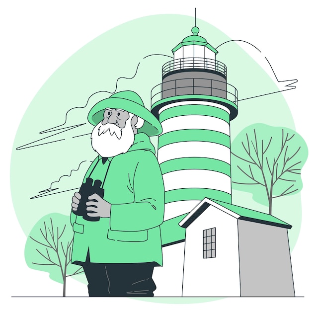 Lighthouse keeper concept illustration