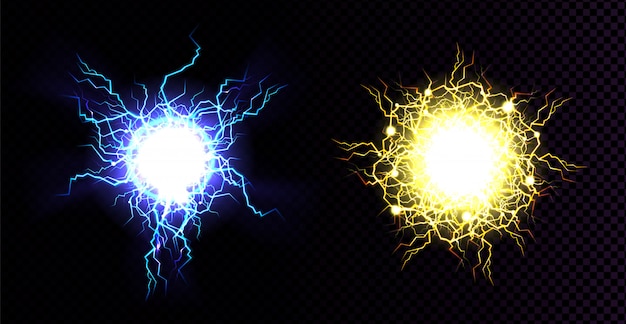 Free vector lightning ball, electric strike impact.