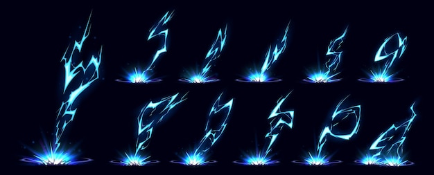 Free vector lightning bolt hit into ground vfx effect impact