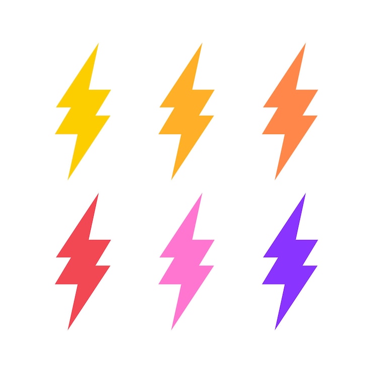 Free Vector lightning bolts multiple colours set