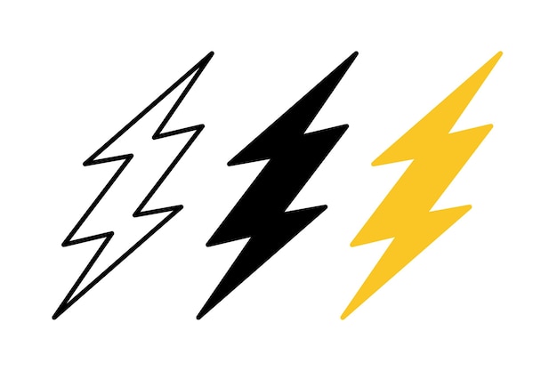 Free vector lightning bolts set of three