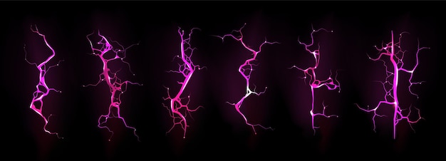 Lightning, electric thunderbolt strike during night storm