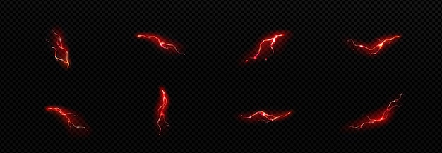 Free vector lightning electric thunderbolt strike red impact