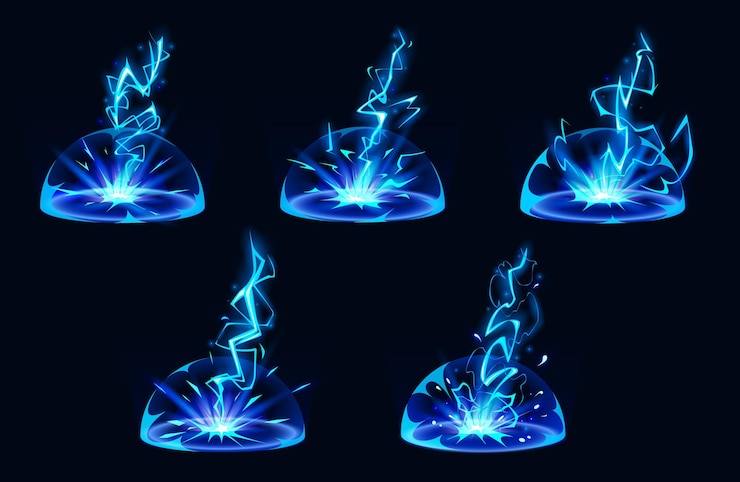 Free Vector lightning hit ground or floor with burst effect