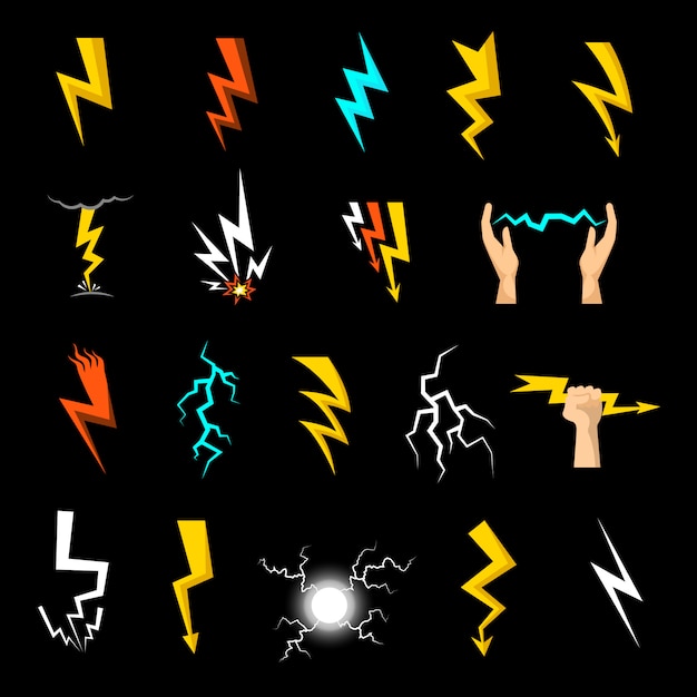 Lightning icons set