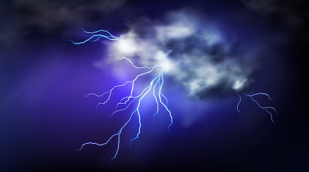 Free vector lightning strikes and thundercloud