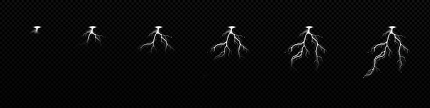 Free vector lightnings strikes animation sprite sheet thunder