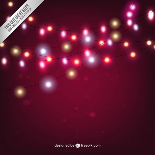 Lights garlands on a red background