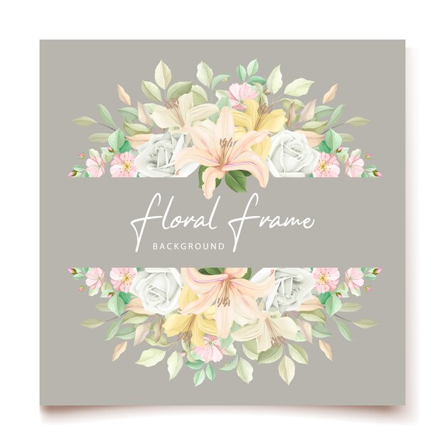 Lily floral wedding invitation card