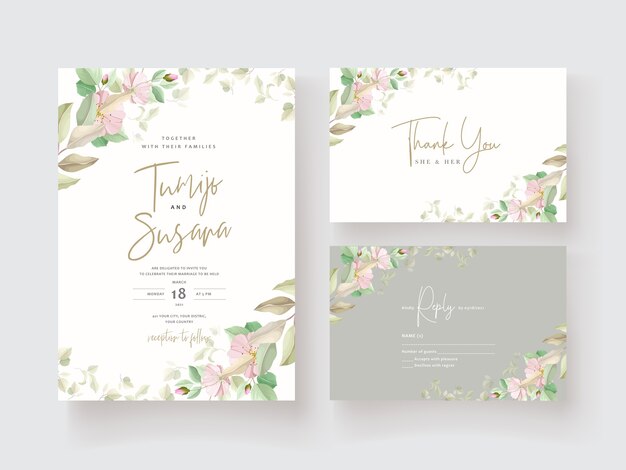 lily flower wedding invitation card