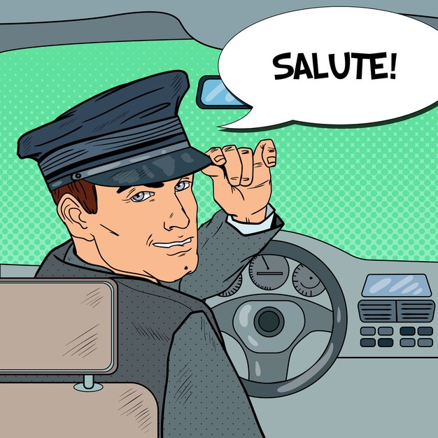 Limousine driver salute inside a car