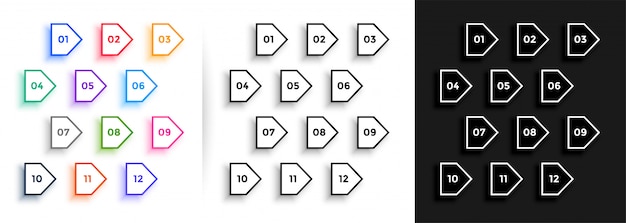 Line arrow style direction bullet points big set