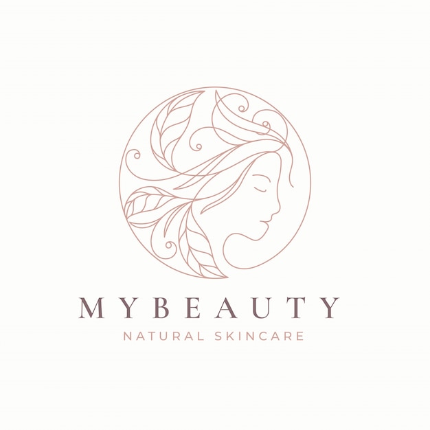 Premium Vector | Line art floral women logo design