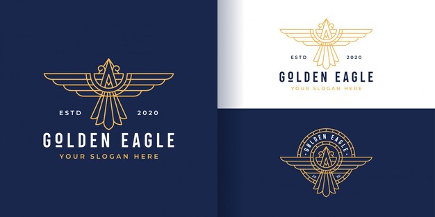 Download Free Line Art Golden Eagle Logo And Badge Template Premium Vector Use our free logo maker to create a logo and build your brand. Put your logo on business cards, promotional products, or your website for brand visibility.