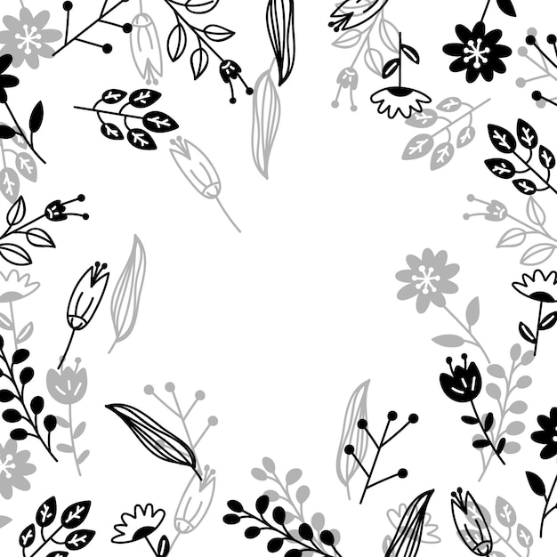 Line art hand drawn flowers