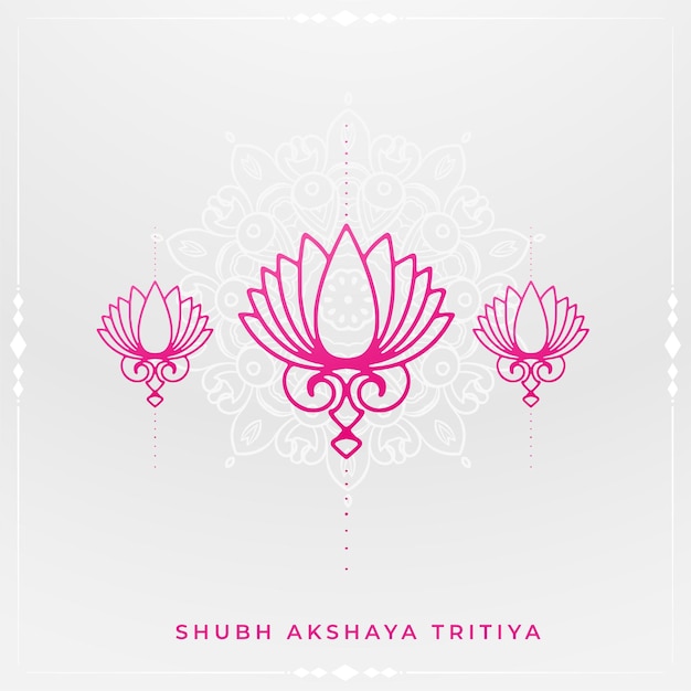 Free vector line art lotus flower decoration akshaya tritiya greeting background