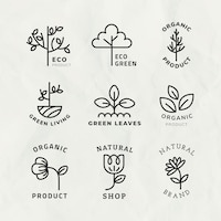 Line eco logo template  for branding with text set