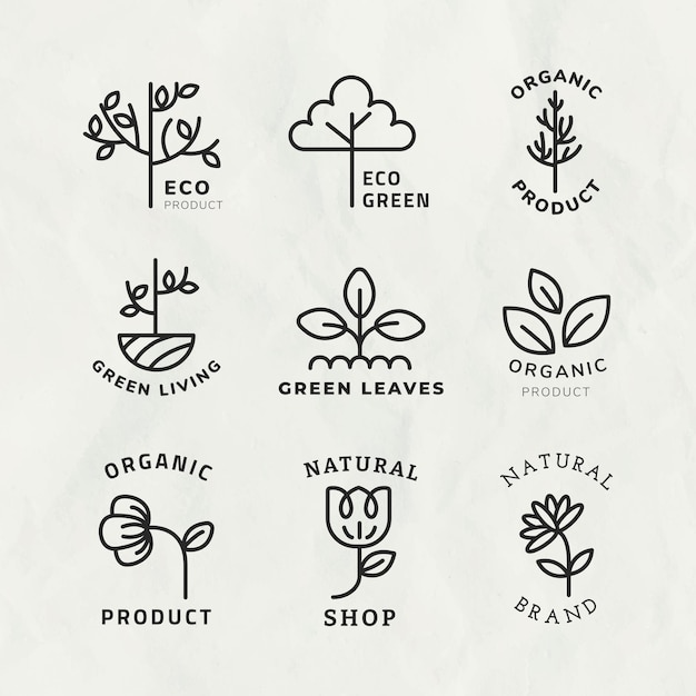 Line eco logo template  for branding with text set