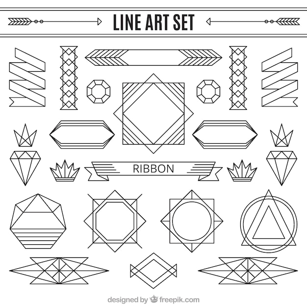 Free vector line ornaments set