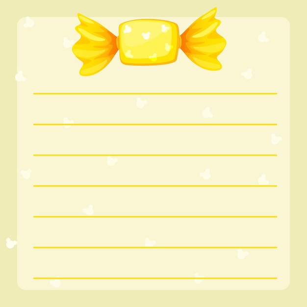 Шаблон линии бумаги с желтыми конфетами