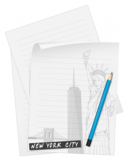 Free vector line paper with blue pencil